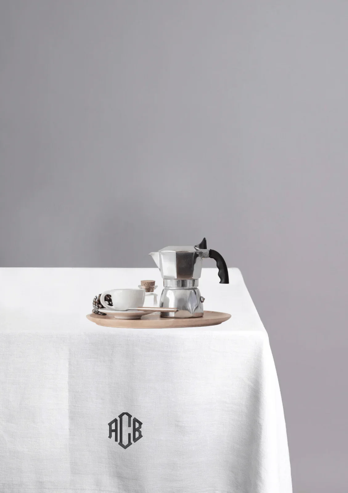 TABLE Ø1 - EUROPEAN FLAX LINEN TABLECLOTH WITH MONOGRAM - Image 5