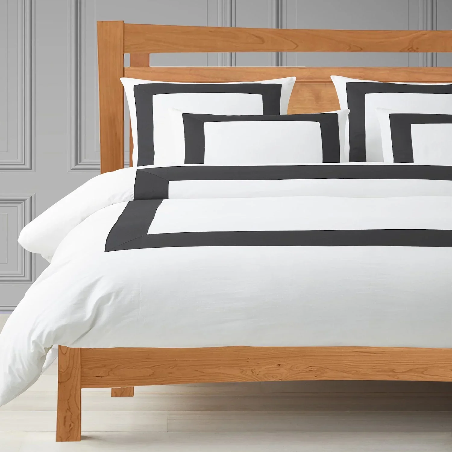 RELEASE 3 - CHARCOAL BORDER 500TC SATEEN DUVET COVER - Image 2