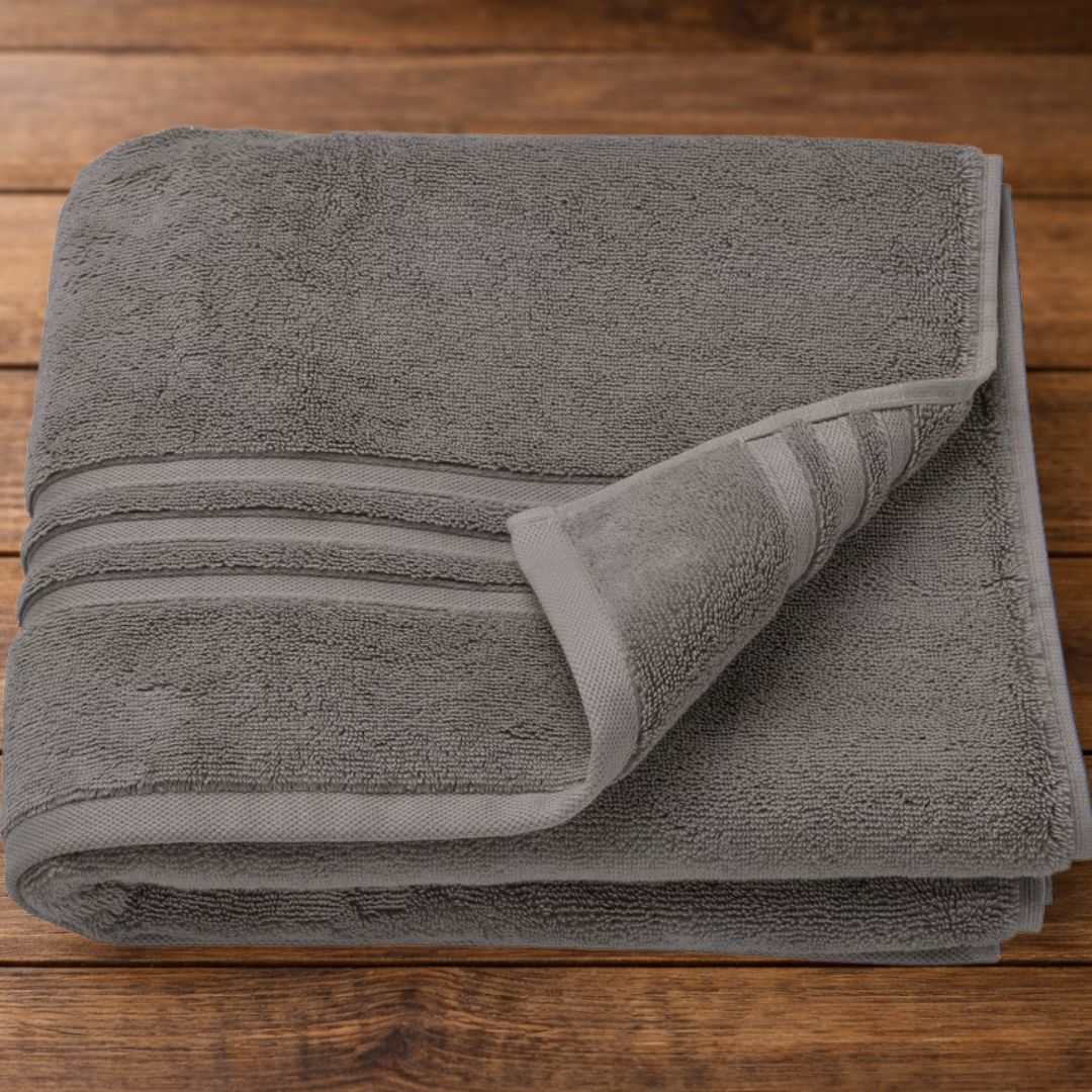 Organic Cotton Luxury Monogram Bath Towel – Grey (BT05) - Image 3