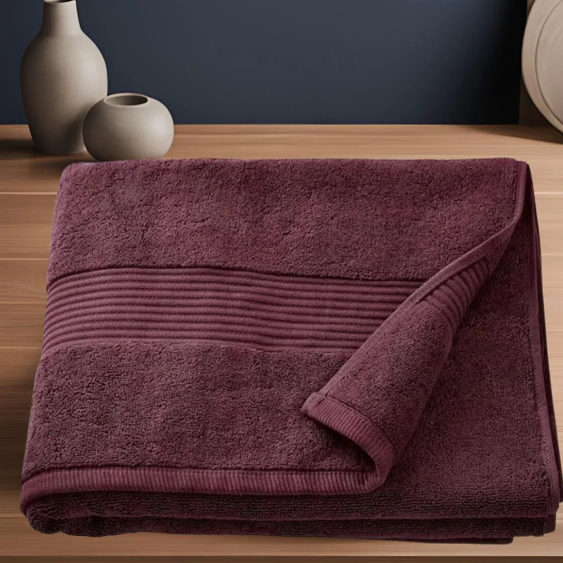 BTØ3 - MAROON LUXURY BATH TOWEL WITH MONOGRAM - Image 3