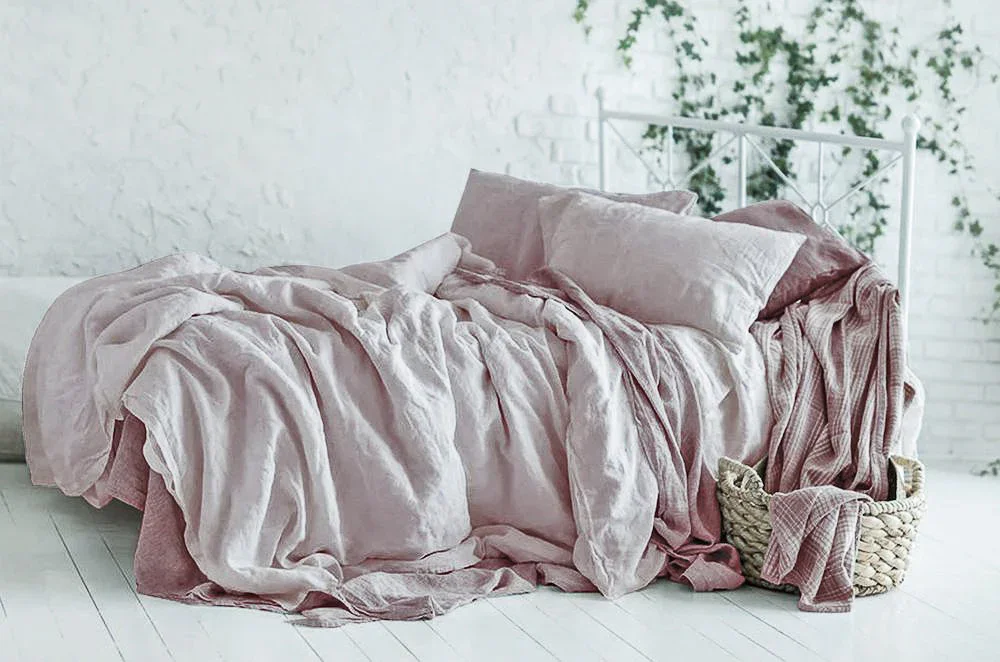 CHAMPAGNE BLUSH LINEN BEDDING SET - Image 5