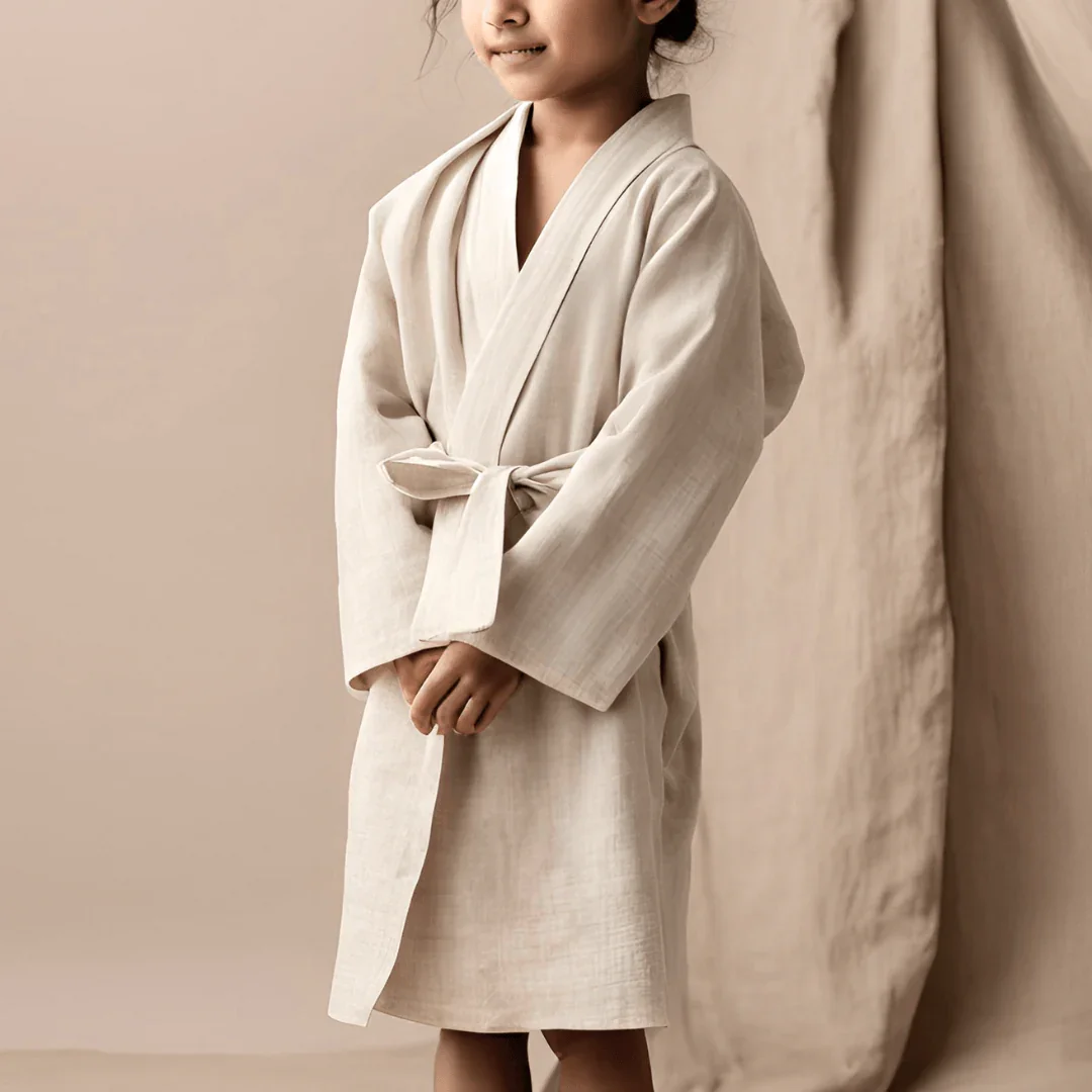 Delightful Dreamer - OATMEAL MONOGRAMMED CHILDREN ROBE - Image 3