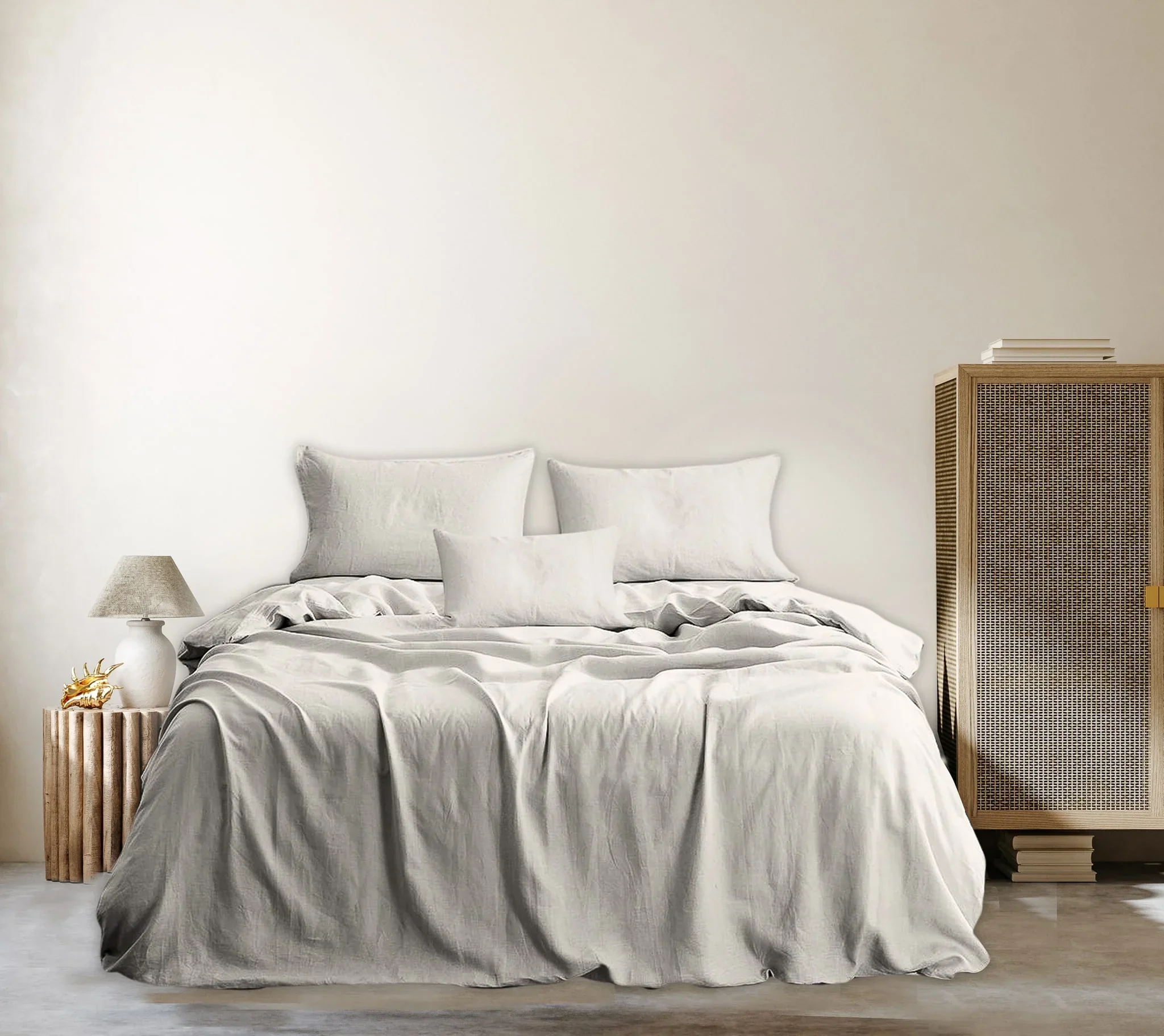 MOONQUAKE GREY LINEN BEDSHEET SET