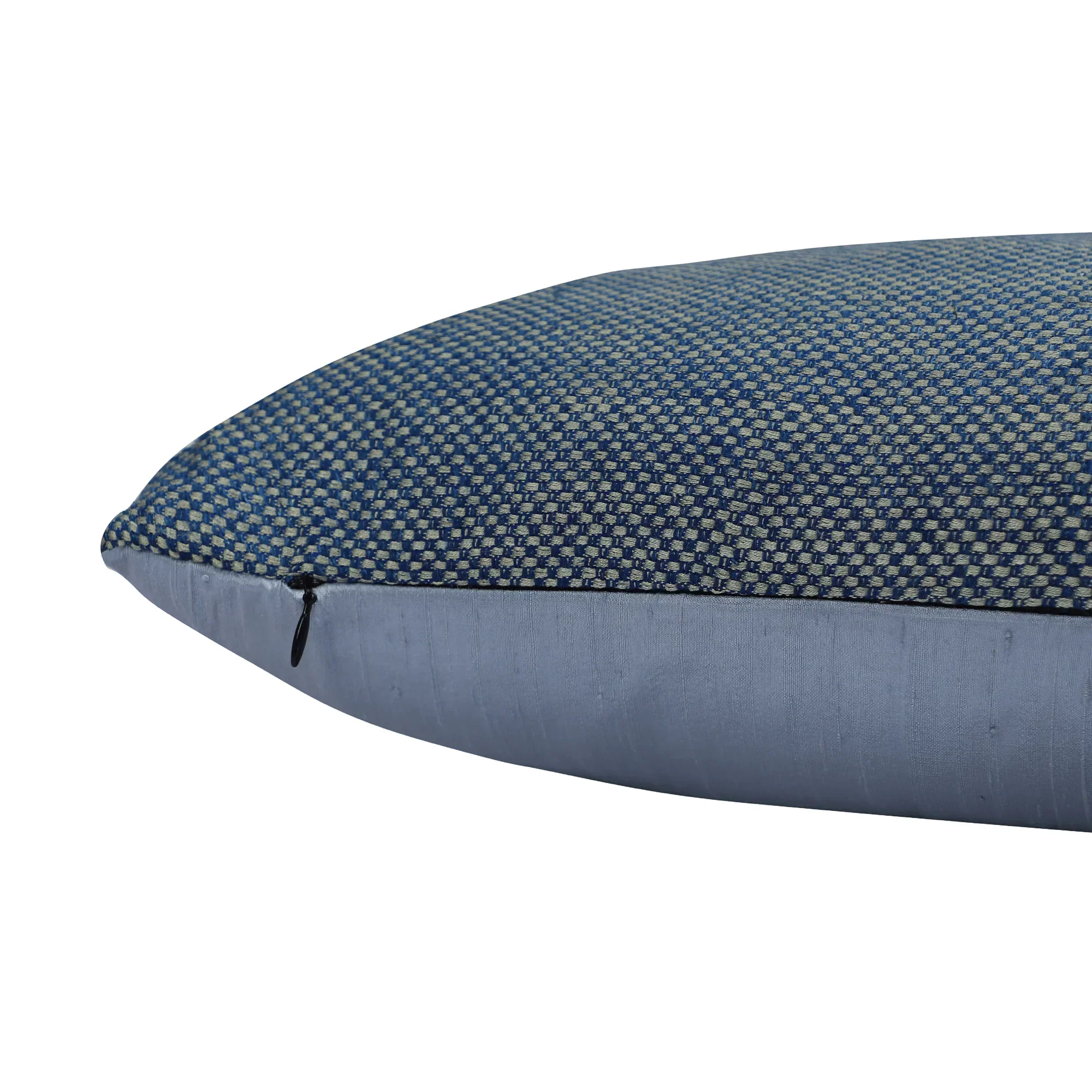 INDE N°4 -  Metallic Blue Raw Silk Cushion - Image 3
