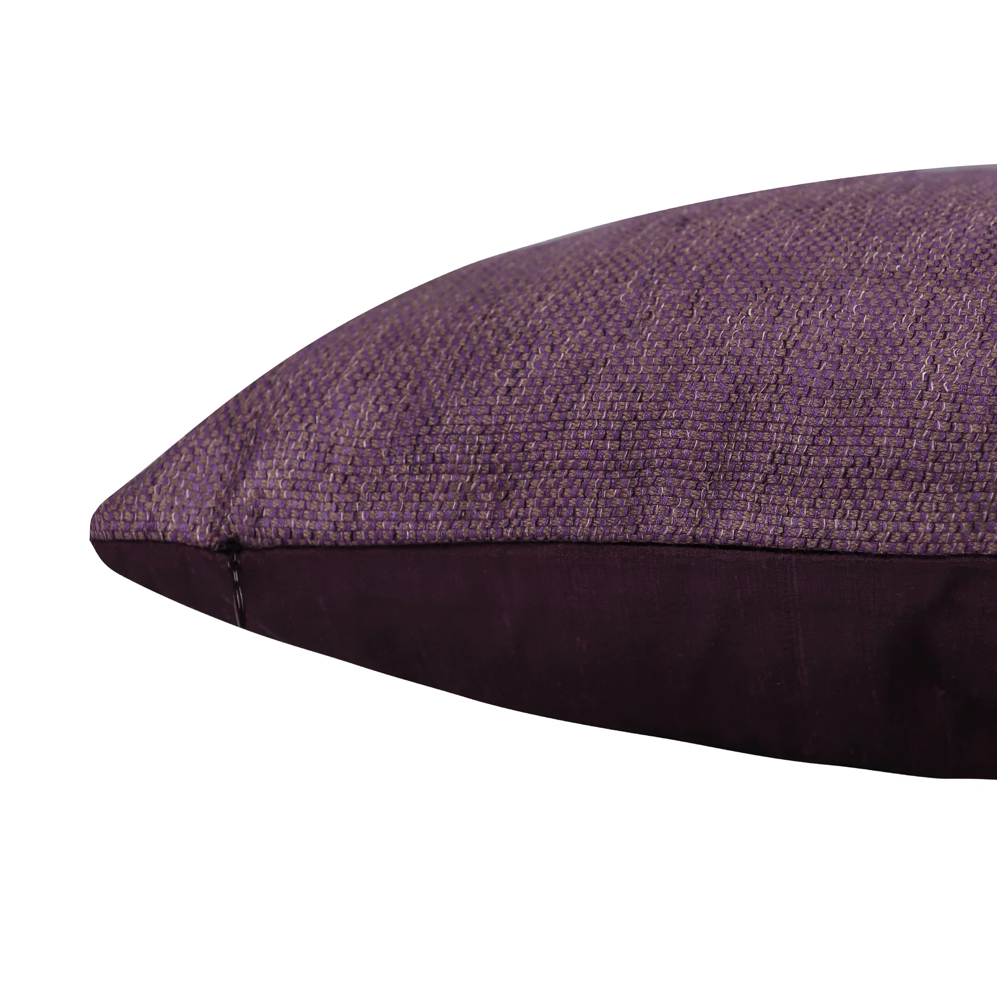 INDE N°5 -   REVERSIBLE PURE SILK CUSHION COVER IN PLUM - Image 3