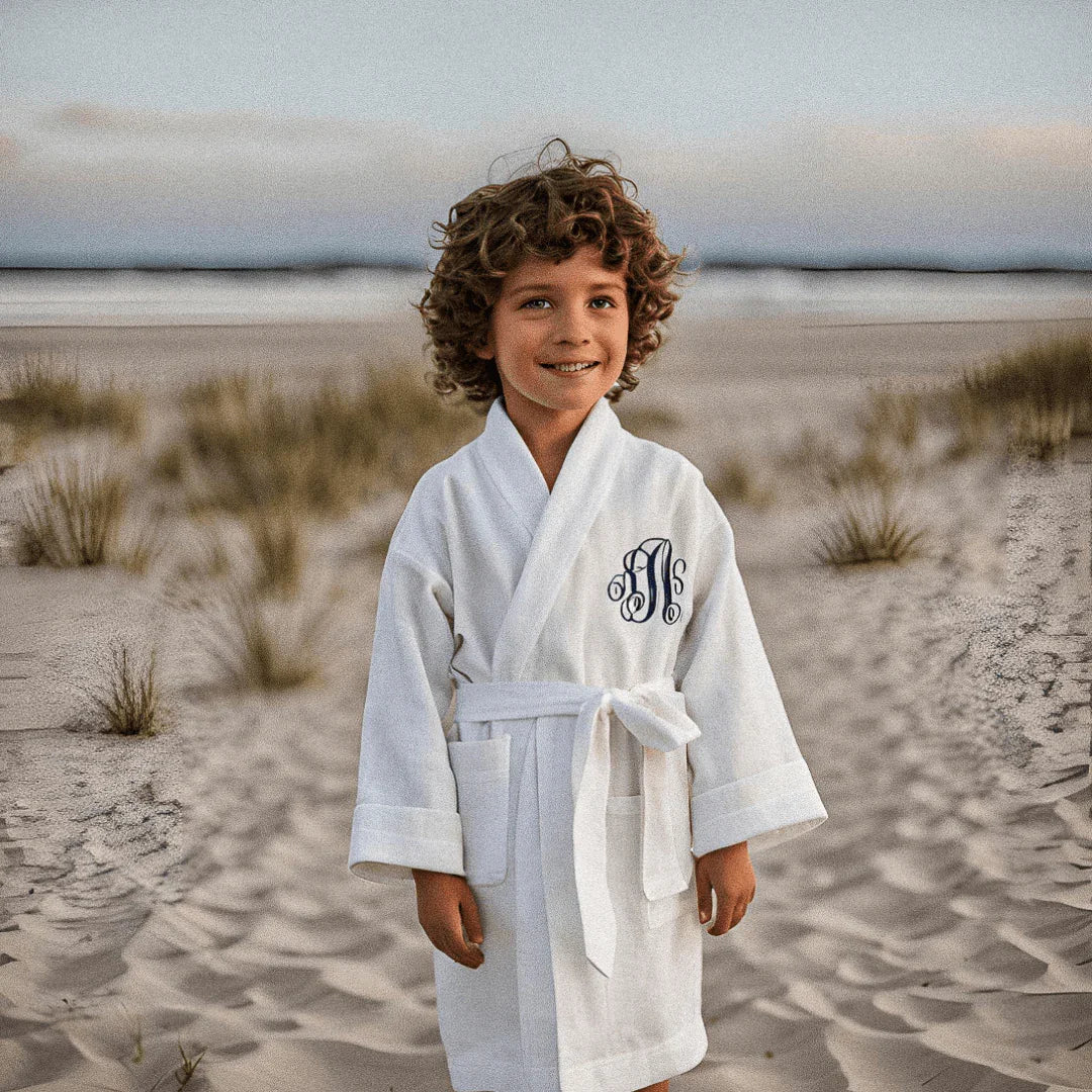 Monogrammed White Bathrobe For Children - Snugglebug - Image 4