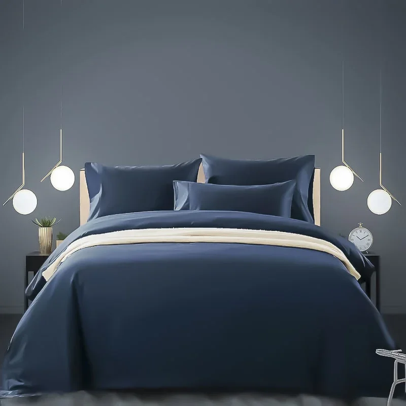 NAVY BLUE BED SHEET - 500TC SATEEN COTTON SHEET - Image 2