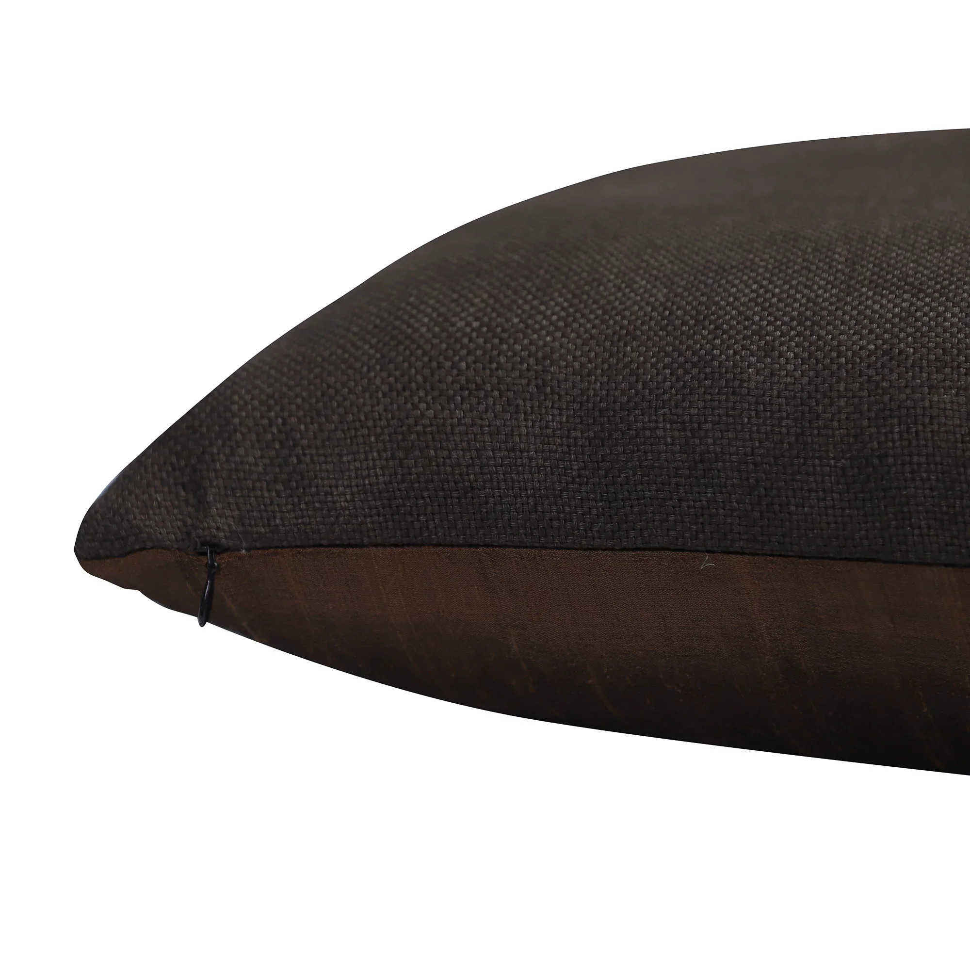 INDE N°8 -  REVERSIBLE RAW SILK CUSHION COVER IN SEPIA - Image 3
