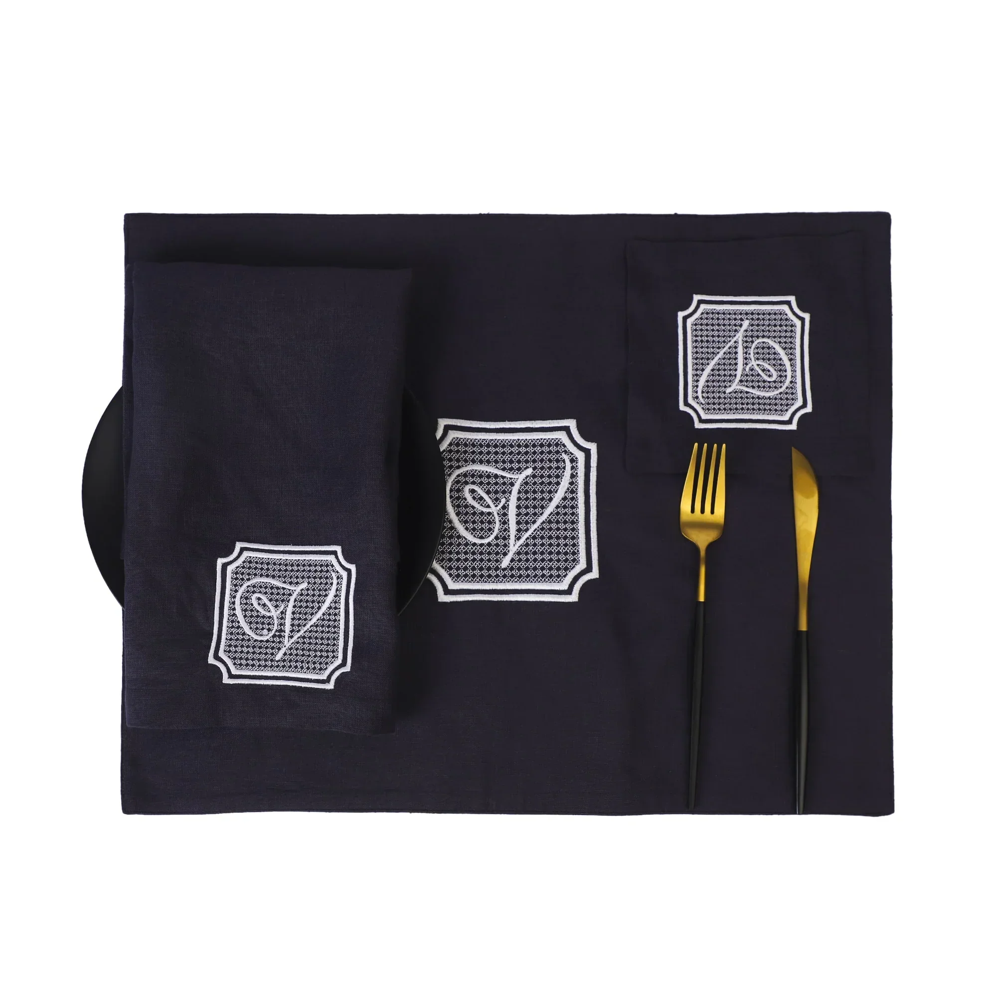 TABLE Ø5 - MONOGRAM LINEN COASTER SET OF 4 - Image 12