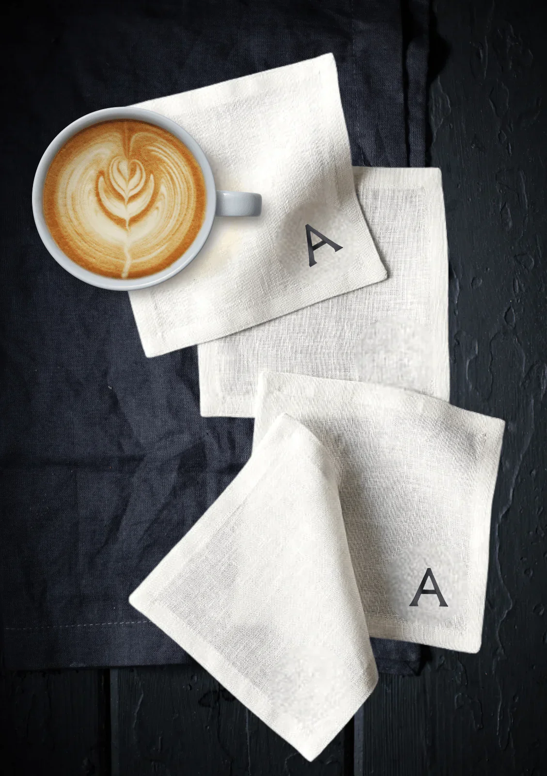 TABLE Ø5 - MONOGRAM LINEN COASTER SET OF 4 - Image 5