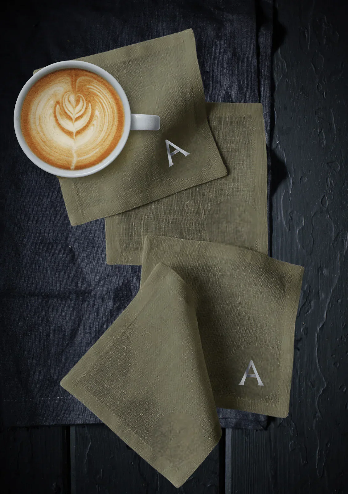 TABLE Ø5 - MONOGRAM LINEN COASTER SET OF 4 - Image 7